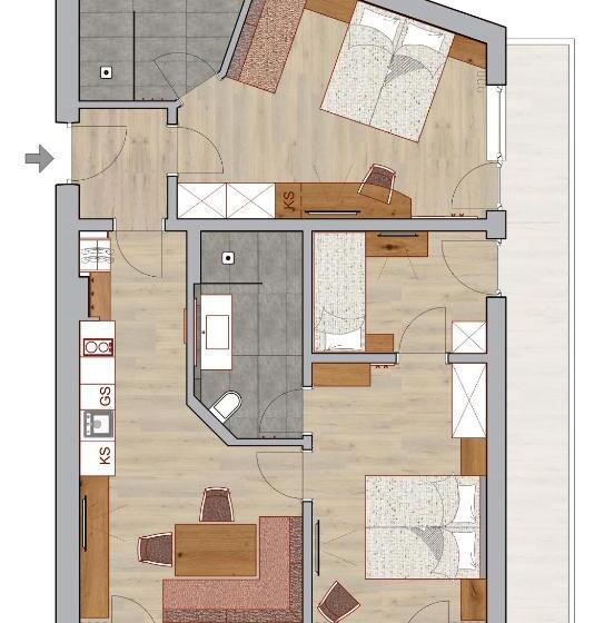 آپارتمان 3 خوابه, Appart & Hotel Garni Villa Knauer