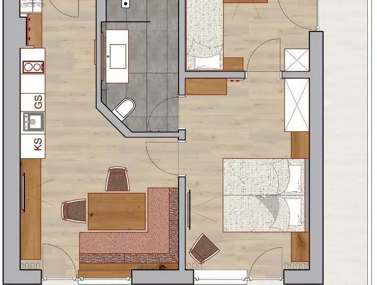 庭の見える1ベッドルームアパートメント, Appart & Hotel Garni Villa Knauer