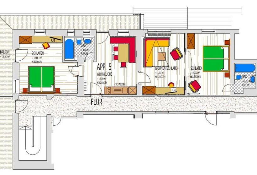 آپارتمان 2 خوابه با بالکن, Serviced Apartments Villa Licht