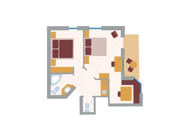 テラス付き1ベッドルームアパートメント, Crystls Apart