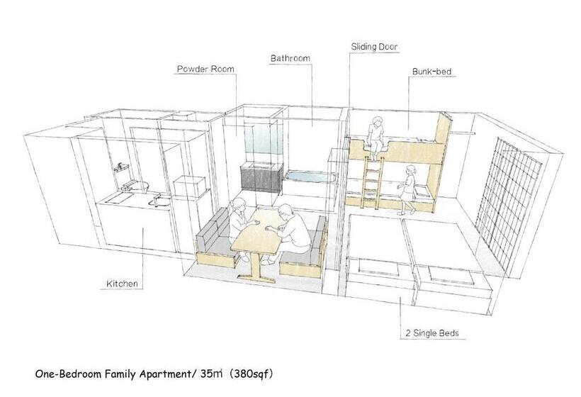 דירת חדר משפחתית, Mimaru Osaka Shinsaibashi North