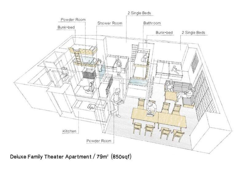 דירת דלוקס 2 חדרי שינה, Mimaru Osaka Shinsaibashi North