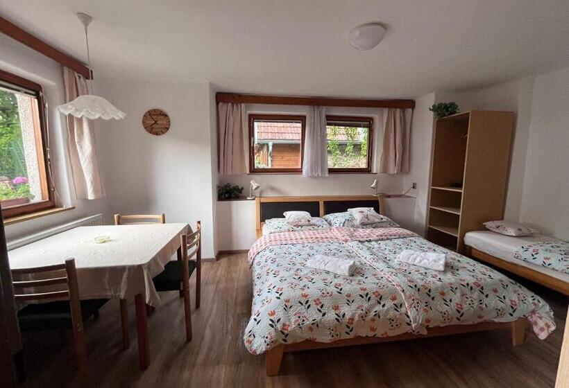 带花园景观的标准三人间, Penzion Petra