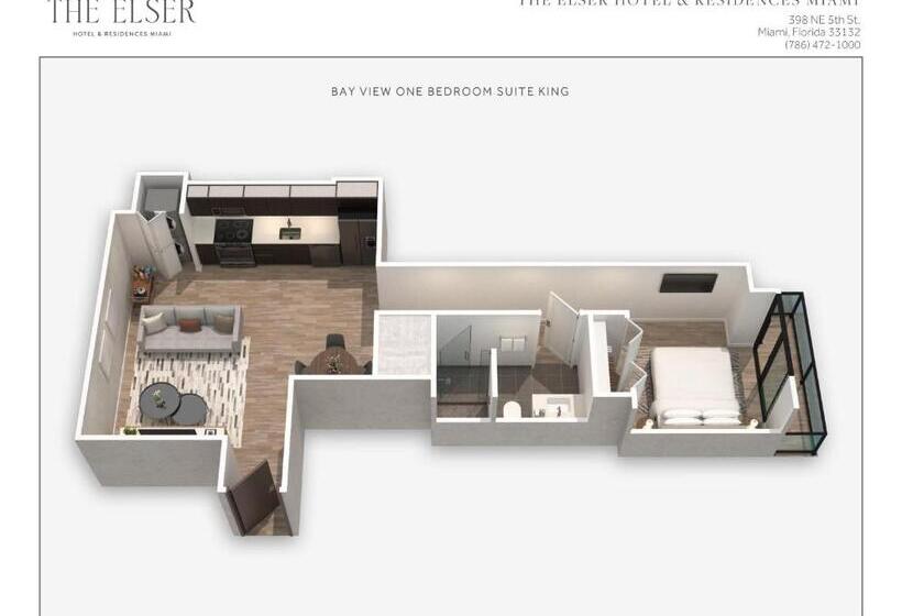 جناح سرير كينج, The Elser Hotel Miami, An All Suite