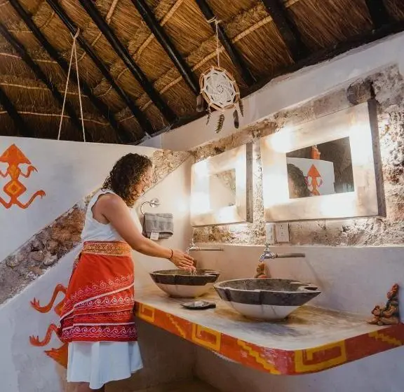 デラックスの４人部屋, Aldea Maya Toktli Orígenes: Alberca + Wifi Starlink + Tour Sustentabilidad