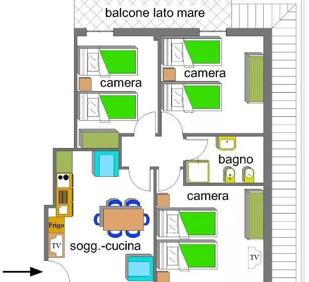 ３ベッドルームアパートメント, Residence Stella Marina