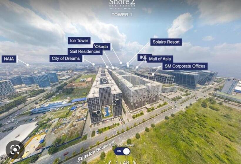 آپارتمان 1 خوابه با چشمانداز استخر, Mall Of Asia Shore 2 Condo