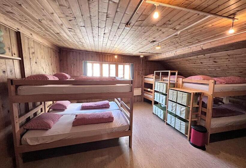 سرير فى غرفة مشتركة مزودة بحمام مشترك, Jugendherberge Hospental