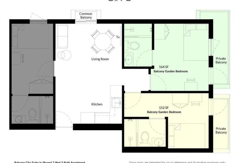 Cama em Quarto Compartilhado, Olive Apartments