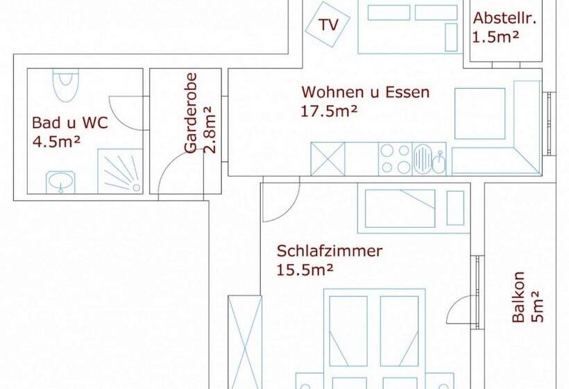 침실 1개 발코니 아파트, Haus Roswitha