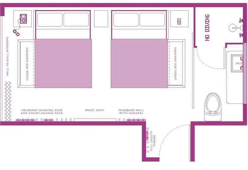 اتاق استاندارد با 2 تخت دوبل, Moxy Nyc Chelsea