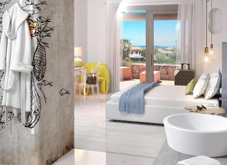 اتاق لوکس با بالکن و چشم‌انداز دریا, Geco Di Giada Art Suites   Adult Only