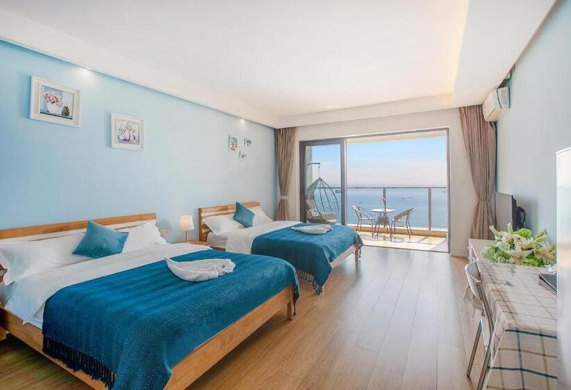 غرفة ديلوكس مطلّة علي البحر, Huizhou Huayangnian Seaview Guesthouse