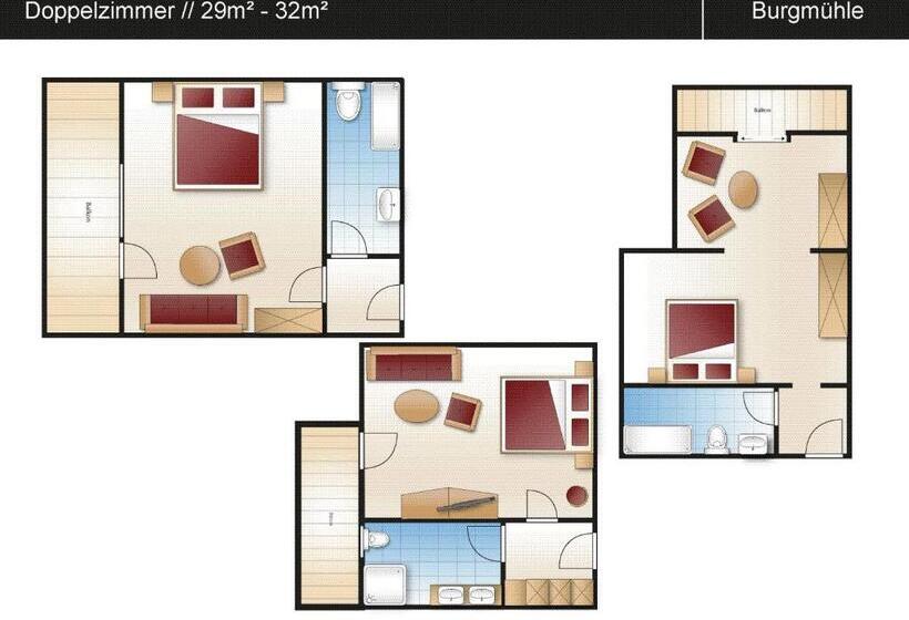 バルコニー付きスタンダードルーム, Parkhotel Burgmühle