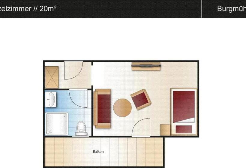 バルコニー付きシングルスタンダードルーム, Parkhotel Burgmühle