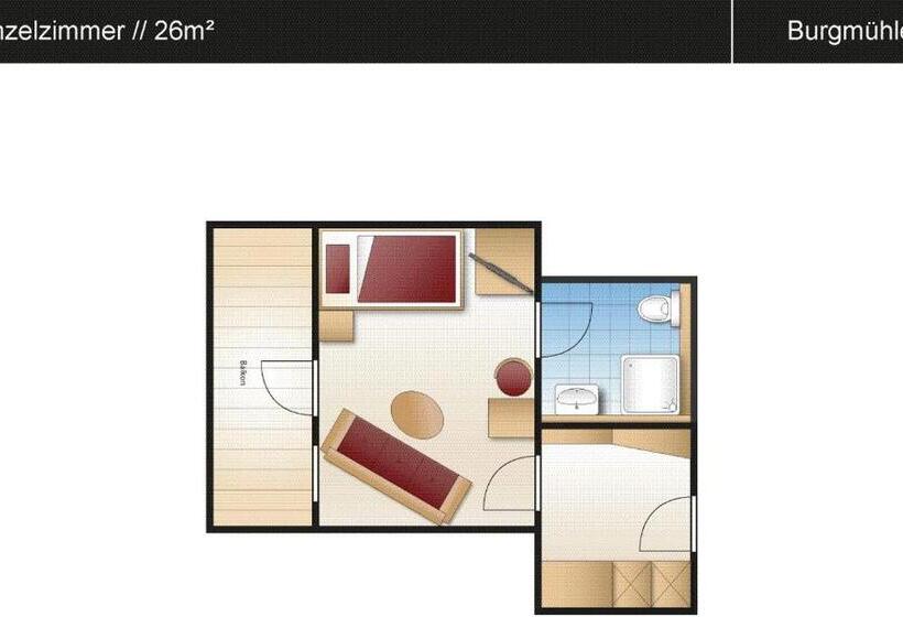 バルコニー付きシングルスタンダードルーム, Parkhotel Burgmühle