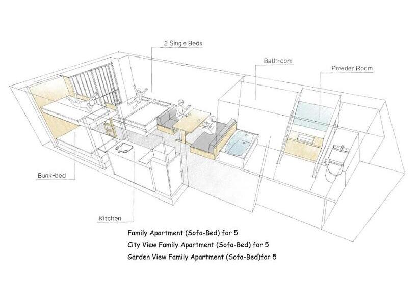 Family flat with garden view, Mimaru Kyoto Station