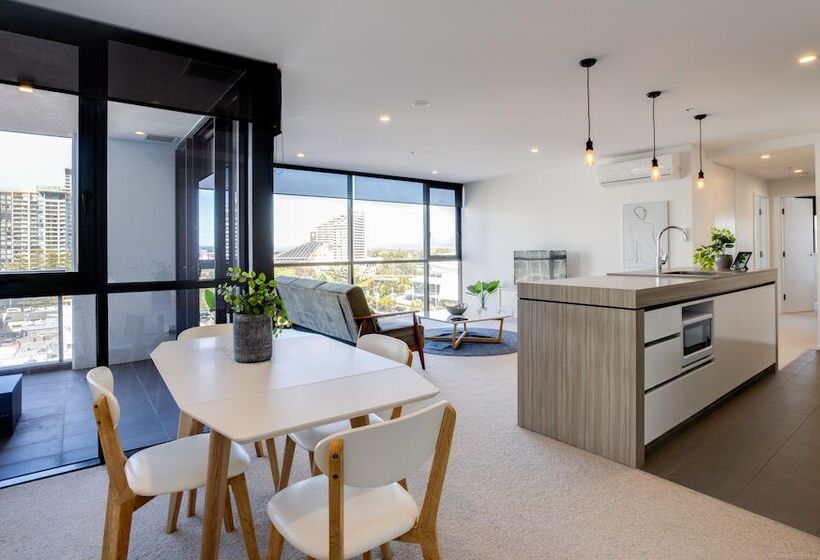 דירה בת חדר שינה 1 צדדית נוף לים, Qube Broadbeach