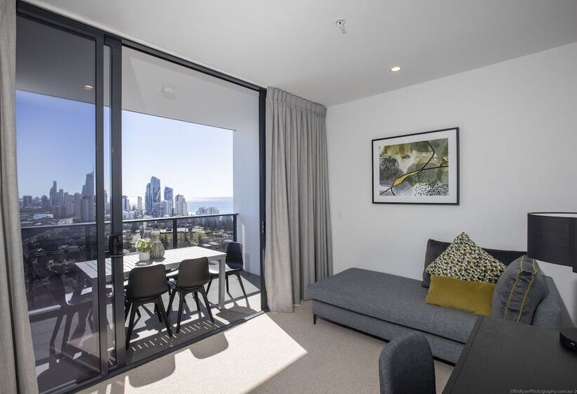 דירה בת חדר שינה 1 צדדית נוף לים, Qube Broadbeach