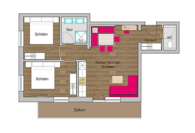 침실 2개 아파트, Aparthotel Lieblingsplatz