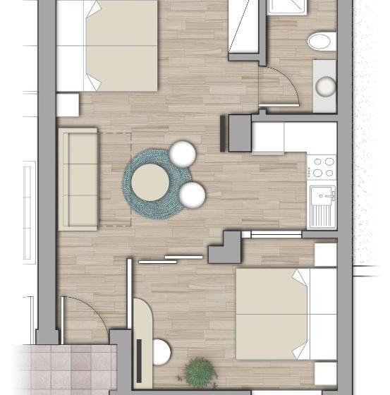 庭の見える1ベッドルームアパートメント, Iliovasilema