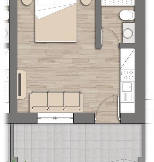テラス付き1ベッドルームアパートメント, Iliovasilema