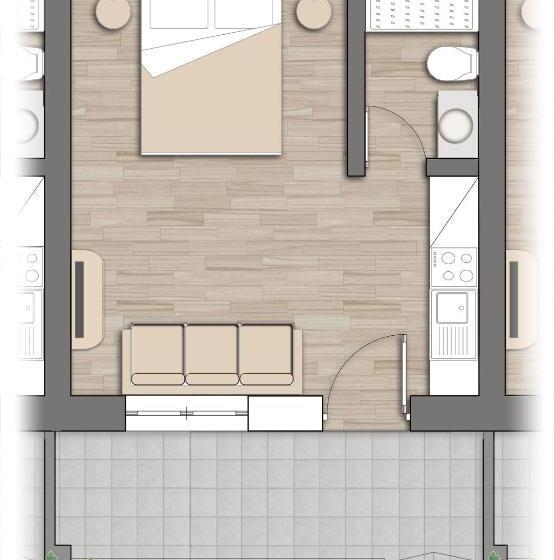 テラス付き1ベッドルームアパートメント, Iliovasilema