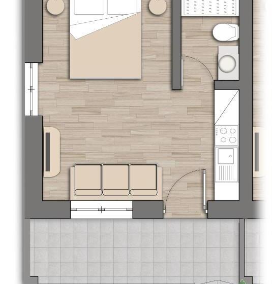 テラス付き1ベッドルームアパートメント, Iliovasilema