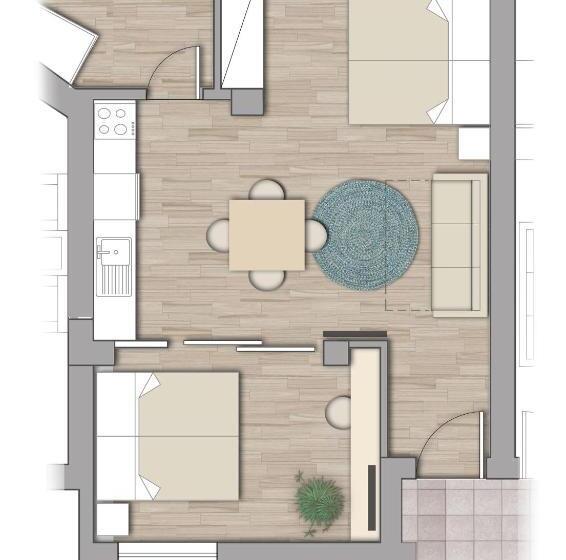 庭の見える1ベッドルームアパートメント, Iliovasilema