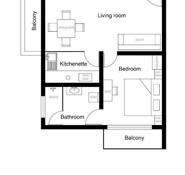 バルコニー付き１ベッドルームアパートメント, Clyford Suites
