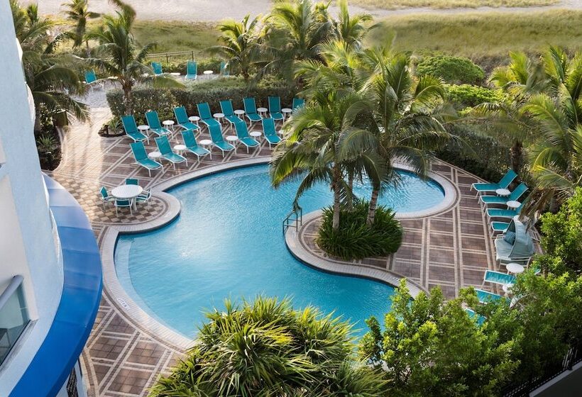 侧面带海景的标准工作室, Residence Inn Fort Lauderdale Pompano Beach/oceanfront