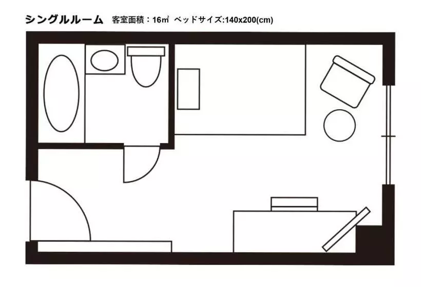 スタンダードシングルルーム, Jal City Nagano