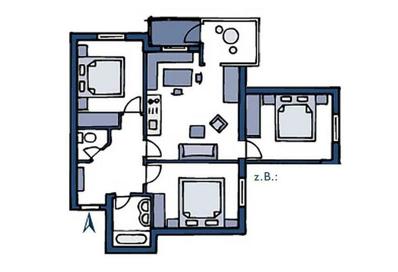 침실 3개 아파트, Aparthotel Bernhof