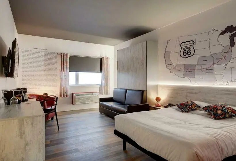 クイーンサイズベッドのスタンダードルーム, Historique Et Manoir Route 66