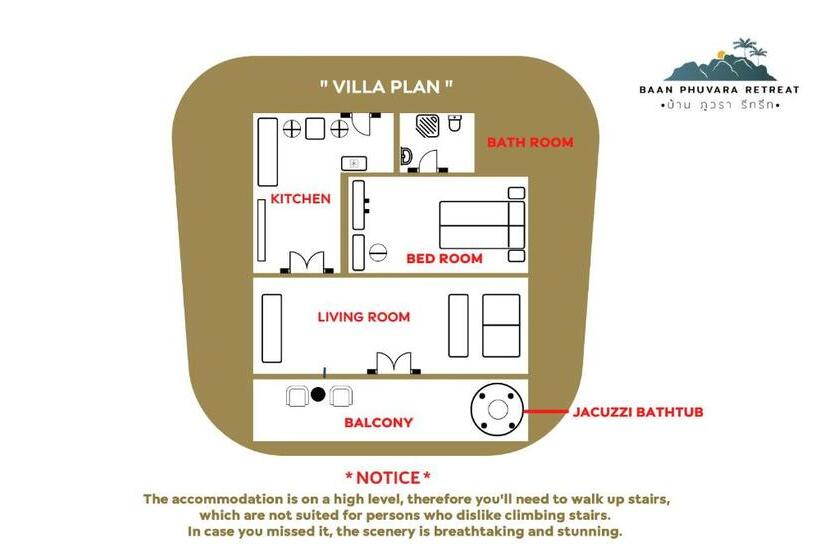 빌라 침실 1개, Baan Phuvara Retreat   Romantic Jacuzzi Mountain View Villas