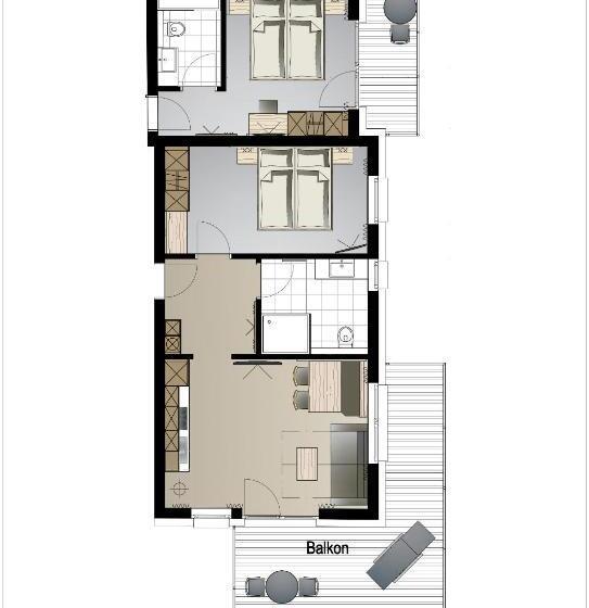 침실 2개 아파트, Apart Montagna