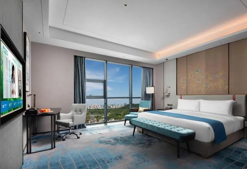 キングサイズベッド、シティビューデラックスルーム, Wyndham Changzhou Liyang