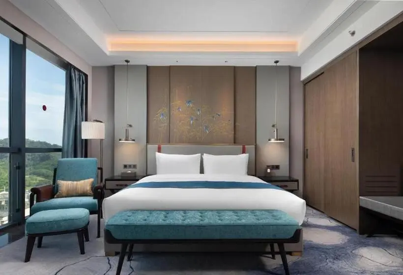 キングサイズベッド、シティビューデラックスルーム, Wyndham Changzhou Liyang