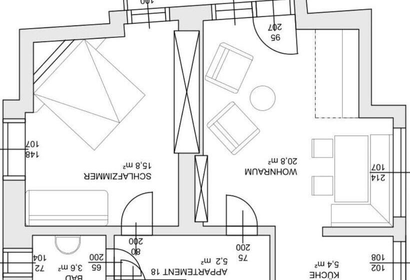 침실 1개 발코니 아파트, Pension Appartements Gabriele