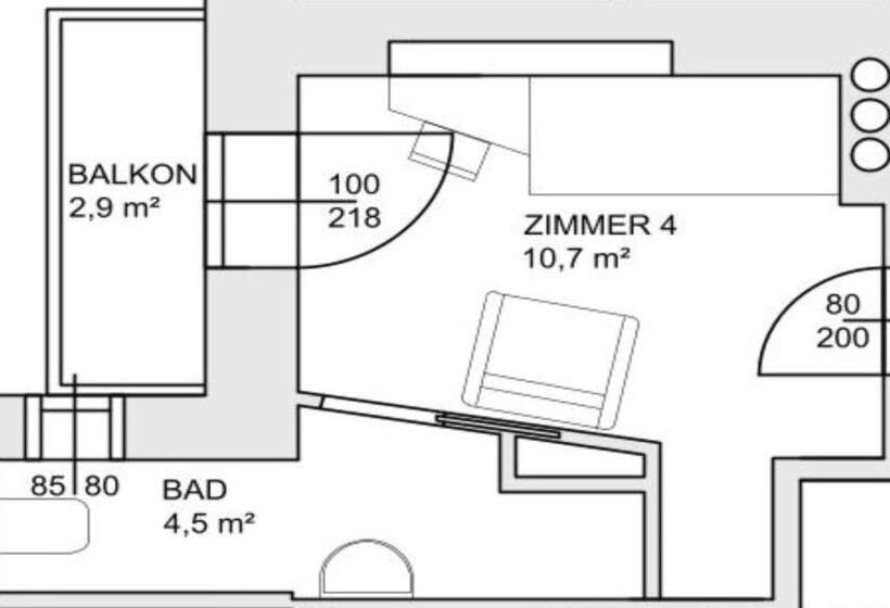 غرفة قياسية فردية مزودة بشُرفة, Pension Appartements Gabriele
