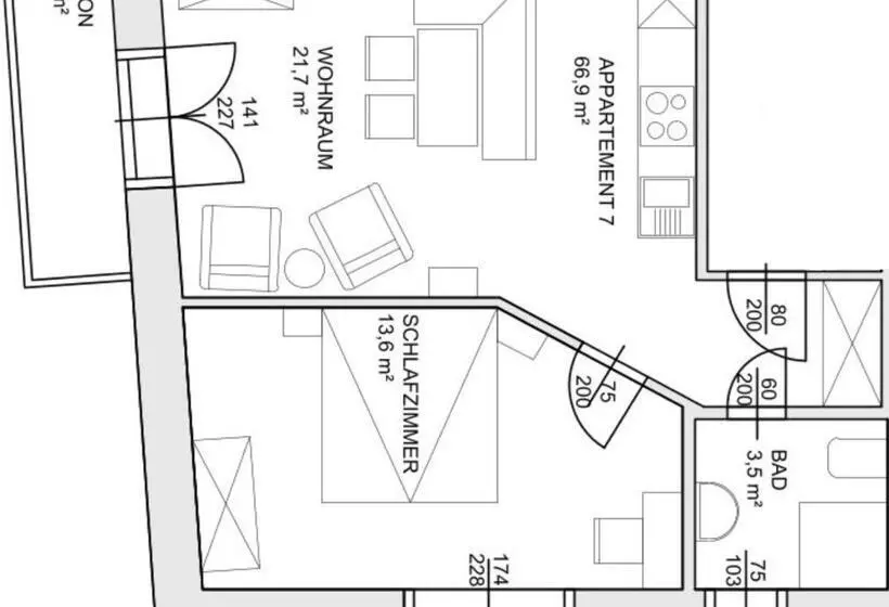 １ベッドルームアパートメント, Pension Appartements Gabriele