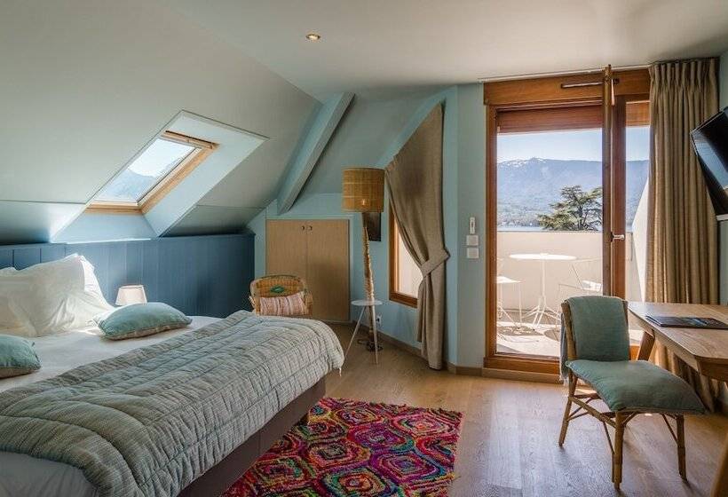 חדר דלוקס נוף לאגם, Hôtel Beau Site Talloires B Spa
