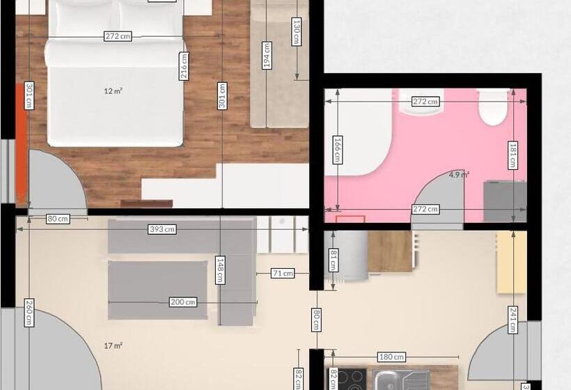 Апартаменты 1 Спальня с Балконом, Apartments Margarethenbad