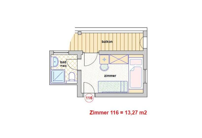 اتاق استاندارد یک نفره, Garni Glockenstuhl