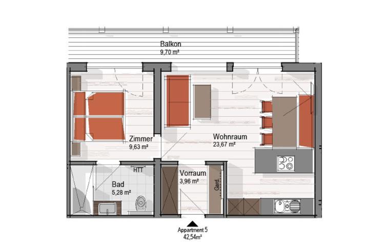1ベッドルームアパートメント, Aparthotel Garni Schranz