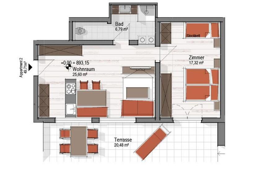 1階の1ベッドルームアパートメント, Aparthotel Garni Schranz