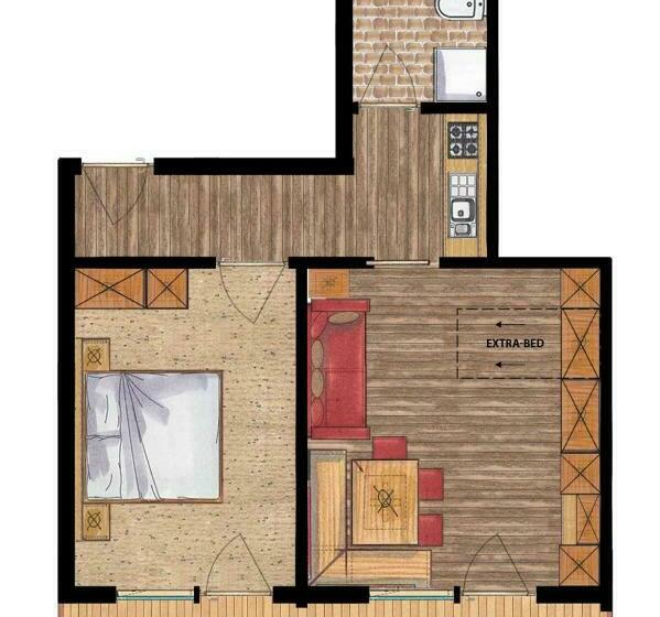 バルコニー付き１ベッドルームアパートメント, Residence Costa Burjada