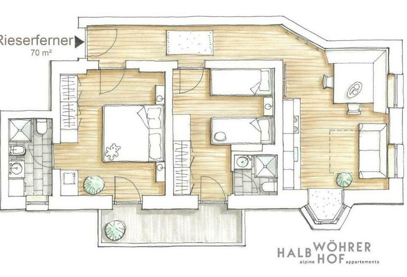 شقة غرفة واحدة ذات إطلالة, Halbwöhrerhof