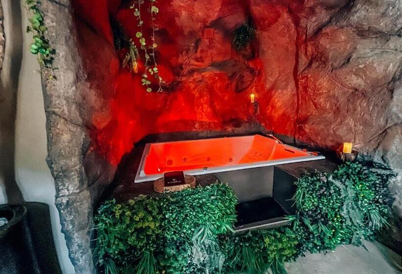 غرفة قياسية مزوَّدة بجاكوزي, Le Demeure De Poulpican Chambre La Grotte Jacuzzi Charme Romantique Terrasse Privée 300m Plage Et Re