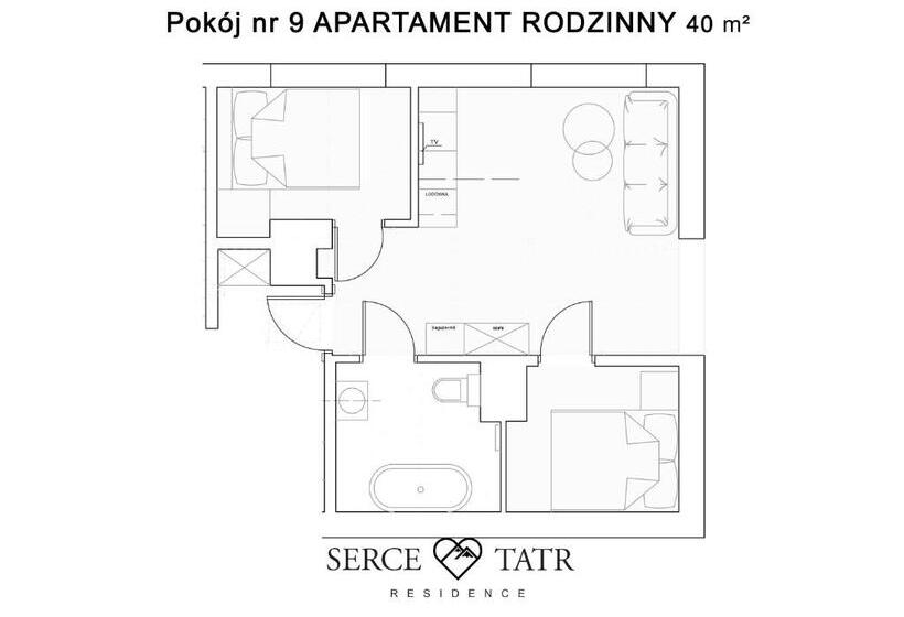 آپارتمان 2 خوابه, Serce Tatr Residence Zakopane   Blisko Krupówek